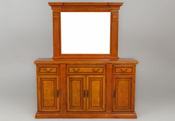 Старинный комод с зеркалом из бука со шпоном красного дерева код. RM4101484