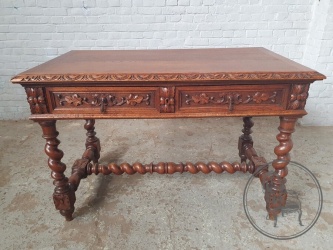 Антикварный дубовый письменный стол с витыми ножками код. BE4139729