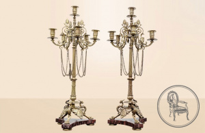картинка Антикварные канделябры (2 шт) салоне старинных вещей "Шебби" являющийся официальным дистрибьютором в России и Беларуси