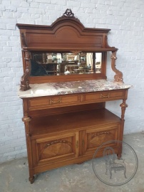 Антикварный ореховый комод с зеркалом и мраморным верхом код. BE4154694