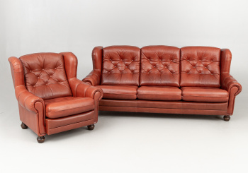 Старинный комплект кожаной мебели код. RM62941