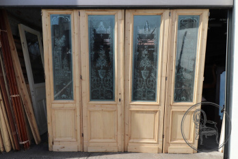 Антикварные двери с гравировкой на стекле код. BE107286