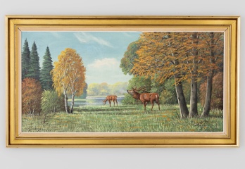 Старинная картина с оленями код. RM4164958