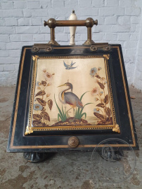 Антикварный ящик для угля с расписной крышкой код. BE107414