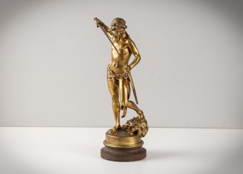 Антикварная статуэтка "Давид с головой Голиафа", выполненная из бронзы код. RM4141126