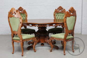 Старинный комплект мебели для столовой в стиле рококо (круглый стол и 4 стула) код. BE3259349