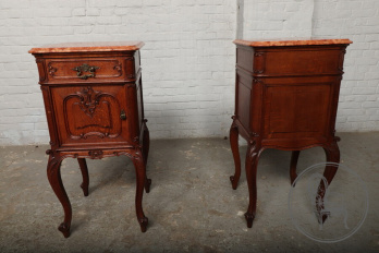 Антикварные тумбочки (2 шт.) из дуба с мраморными столешницами код. BE3259492