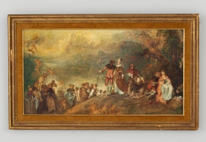 картинка Антикварная картина с изображением группы людей на фоне природы салоне старинных вещей "Шебби" являющийся официальным дистрибьютором в России и Беларуси