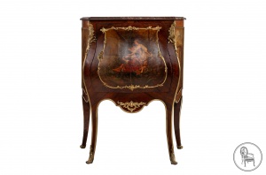 картинка Антикварный комод с сюжетной росписью салоне старинных вещей "Шебби" являющийся официальным дистрибьютором в России и Беларуси