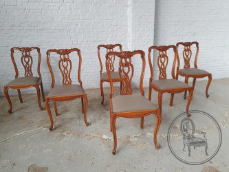 Антикварный комплект из 6 стульев в стиле чиппендейл код. BE107511