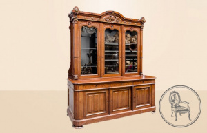 картинка Антикварный книжный шкаф салоне старинных вещей "Шебби" являющийся официальным дистрибьютором в России и Беларуси