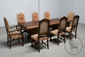 Антикварный набор для столовой (стол, 6 стульев, 2 кресла) код. BE107566