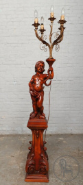 Старинный торшер из ореха в виде фигуры путти код. BE107453