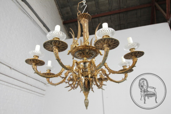 Старинная люстра из бронзы с посеребрением с фигурами путти код. BE107246