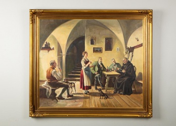 Старинная картина с бытовой сценой код. RM4165095