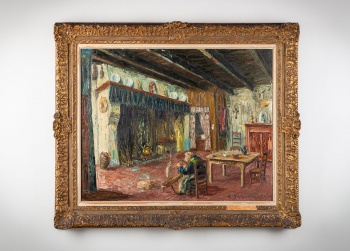 Старинная картина с изображением человека у камина код.&nbsp;RM4165102