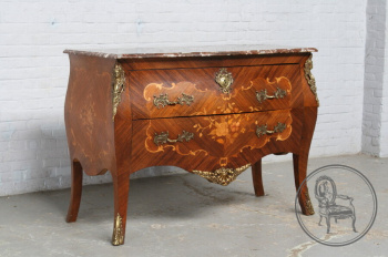 Антикварный комод с инкрустацией в технике маркетри и мраморной столешницей код. BE3259359