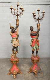 Старинные торшеры (2 шт.) в виде фигур мавров код. BE4096735