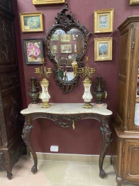 Комплект: cтаринная консоль с мраморной столешницей и зеркало код.&nbsp;BL83