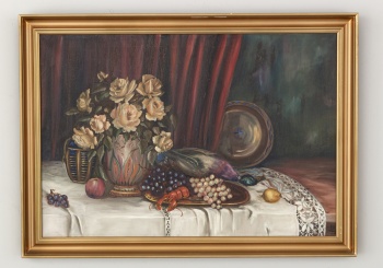 Старинный натюрморт с раком и виноградом код.&nbsp;RM4164702