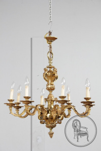 картинка Антикварная бронзовая люстра с маскаронами и цветочными гирляндами салоне старинных вещей "Шебби" являющийся официальным дистрибьютором в России и Беларуси