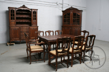 Антикварный комплект для столовой из дуба в Льежском стиле код. BE107608