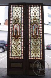 Антикварные двери с витражом код. BE5824