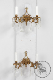 Антикварные настенные светильники (2 шт.) из бронзы с хрусталем в стиле ампир код. BE3259358