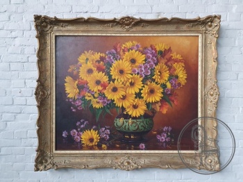 Старинная картина с изображением подсолнухов код. BE4144479