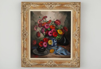 Старинная картина букет в вазе код. RM4165017