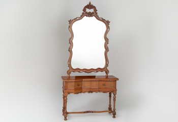 Старинная консоль из бука с зеркалом, декорированная резьбой код.&nbsp;RM4101439