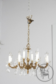Антикварная люстра из бронзы с хрустальными подвесками на 8 рожков код. BE107190