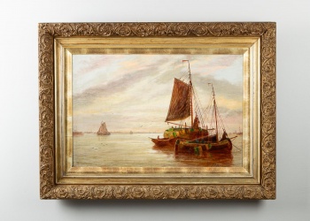 Антикварная картина с парусниками код.&nbsp;RM4165078