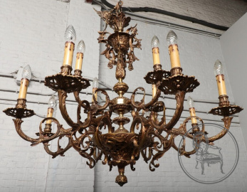 Антикварная бронзовая люстра с растительным орнаментом код. BE107074