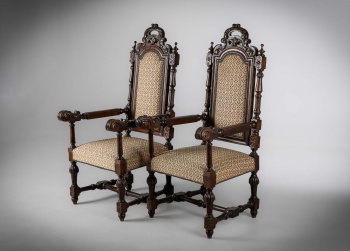 Антикварные дубовые кресла (2 шт.) с резным каркасом код.&nbsp;RM4165477