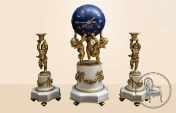 Антикварные каминные часы с канделябрами код. VS1106