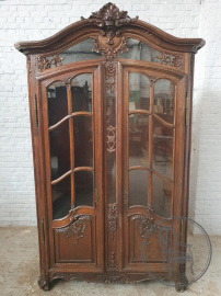 Антикварный книжный шкаф-витрина из дуба в льежском стиле код. BE3259423