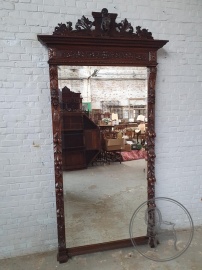 Антикварное дубовое зеркало с резным каркасом код. BE4165226