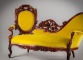 Антикварная резная скамья в ярко-желтой обивке код. RM4165103 фото 1