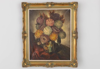 Старинная картина букет в вазе код. RM4164973