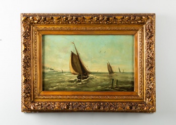 Антикварная картина с морским пейзажем код. RM4165076