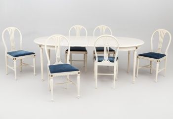 Старинный комплект для столовой - стол и 6 стульев код. RM4101455