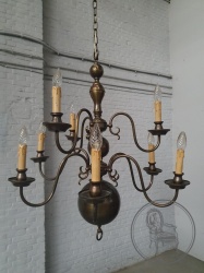 Антикварная латунная двухъярусная люстра во фламандсокм стиле код. BE4117351