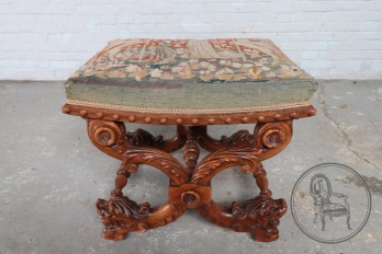 Антикварная скамейка с гобеленовой обивкой код. BE4153345