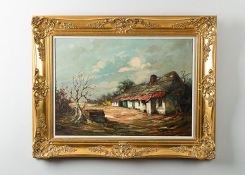 Старинная картина с деревенским сюжетом код. RM4165079