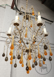 Старинная итальянская люстра из бронзы и муранского стекла код. BE107102