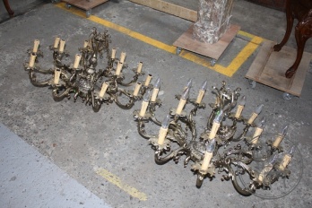 Старинные бронзовые люстры (пара) код. BE4097480