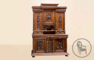 картинка Антикварный резной ореховый буфет салоне старинных вещей "Шебби" являющийся официальным дистрибьютором в России и Беларуси