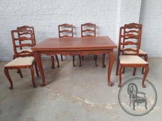 Антикварный комплект: обеденный стол и стулья (6 шт) в стиле Людовика ХV код. BE4165790