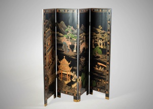 картинка Старинная китайская ширма-«пингфэн» с росписью по лаку салоне старинных вещей "Шебби" являющийся официальным дистрибьютором в России и Беларуси